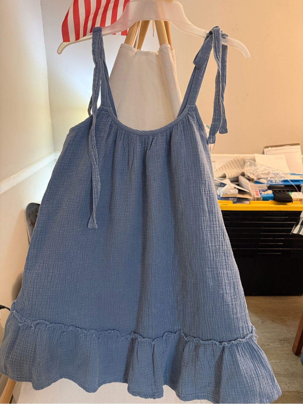 Very J Blue Tie-Shoulder Midi Dress